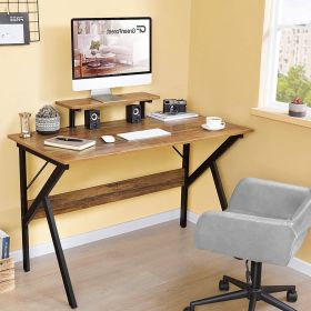 Modern Home Office 47-inch Laptop Computer Desk with Moveable Top Shelf