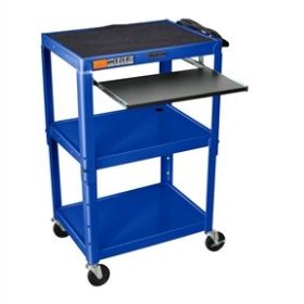 Mobile Stand Up Computer Cart Workstation Desk in Royal Blue