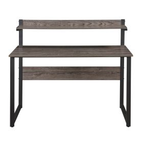 Home Office Computer Desk with Storage Shelves,Morden Simple Style Study Table with hutch(Brown) YJ