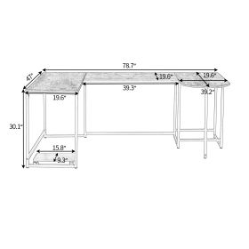U-shaped Computer Desk, Industrial Corner Writing Desk with CPU Stand, Gaming Table Workstation Desk for Home Office(Black) YJ