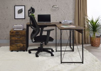 Zaidin Writing Desk; Weathered Oak & Black Finish YJ