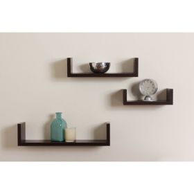 Danya B Floating 'U' Laminated Walnut Veneer Shelves (Set of 3); DunaWest