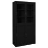 Office Cabinet with Sliding Door Black 35.4"x15.7"x70.9" Steel