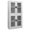 Office Cabinet Light Gray 35.4"x15.7"x70.9" Steel and Tempered Glass