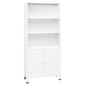 Industrial Bookshelf White 31.5"x12.6"x70.9" Steel