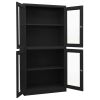 Office Cabinet Anthracite 35.4"x15.7"x70.9" Steel and Tempered Glass