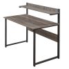 Home Office Computer Desk with Storage Shelves,Morden Simple Style Study Table with hutch(Brown) YJ