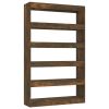 Book Cabinet/Room Divider Smoked Oak 39.4"x11.8"x65.4"
