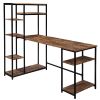 Home Office Computer desk with multiple storage shelves, Modern Large Office Desk with Bookshelf and storage space(Tiger)  YJ