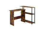 Ievi Writing Desk; Weathered Oak & Black Finish