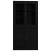 Office Cabinet with Sliding Door Black 35.4"x15.7"x70.9" Steel