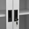 Office Cabinet Light Gray 35.4"x15.7"x70.9" Steel and Tempered Glass