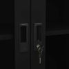 Office Cabinet Black 35.4"x15.7"x70.9" Steel and Tempered Glass