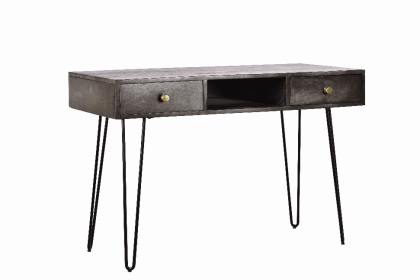 Spitiko Homes 2 Drawer Console Table Wood And Metal (Color: Pickel Grey / Black, size: 45"x21"x30")