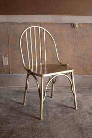 Antique Brass Finish Metal Chair (Color: Gold)