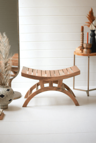 Acacia Wood Curved  Top Bench (Color: Brown)