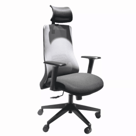 Adjustable Headrest Ergonomic Swivel Office Chair with Padded Seat and Casters, Black and Gray (Color: Black and Gray)