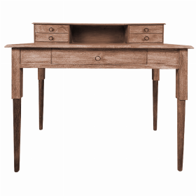 42 Inch Handcrafted 5 Drawer Wood Home Office Study Table, Detachable Legs, Walnut Brown (Color: Brown)
