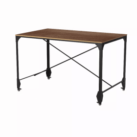 Baxton Studio Greyson Vintage Industrial Antique Bronze Home Office Wood Desk (Color: Brown)