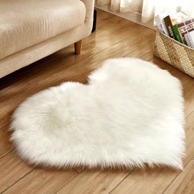 1pc Heart Shaped Area Rug;  Plush Faux-Fur Carpet For Living Room & Bedroom;  Home Decor (Color: White)