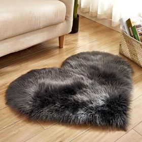 1pc Heart Shaped Area Rug;  Plush Faux-Fur Carpet For Living Room & Bedroom;  Home Decor (Color: Dark grey)