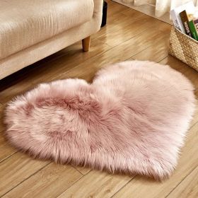 1pc Heart Shaped Area Rug;  Plush Faux-Fur Carpet For Living Room & Bedroom;  Home Decor (Color: Pink)