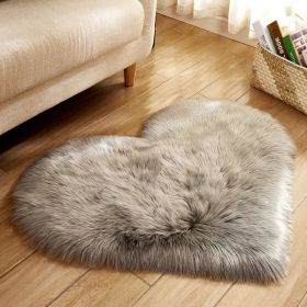 1pc Heart Shaped Area Rug;  Plush Faux-Fur Carpet For Living Room & Bedroom;  Home Decor (Color: Grey)