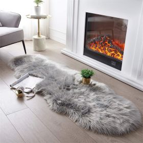 Ashler Faux Peacock Fur Shaped Rug Area Rug Soft Faux Sheepskin Rugs Fluffy Carpet for Bedroom;  Living Room;  Kids Room Mat (Color: light gray, size: 2x6ft(60*180cm))