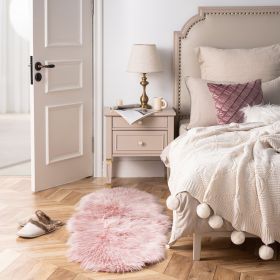 Ashler Faux Peacock Fur Shaped Rug Area Rug Soft Faux Sheepskin Rugs Fluffy Carpet for Bedroom;  Living Room;  Kids Room Mat (Color: light pink, size: 2x6ft(60*180cm))