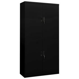 Office Cabinet Black 35.4"x15.7"x70.9" Steel (Color: Black)